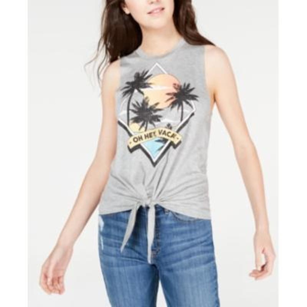 REBELLIOUS ONE - Gray Printed Sleeveless Tank Top Size Lg